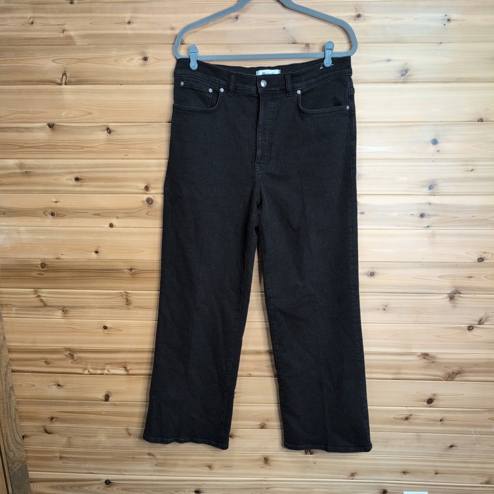 Madewell The Wide-Leg Jean High Rise Black Stretch Denim NW262 Womens 31